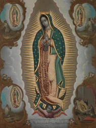 Jomfruen fra Guadalupe med de fire åpenbaringer, 1773.