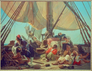 Pirater på dekket av skipet sitt