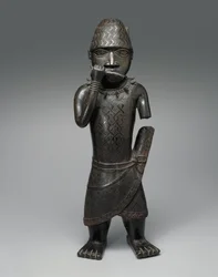 Figur av en hornblåser, nigeriansk, ca. 1504-50 (kobberlegering)