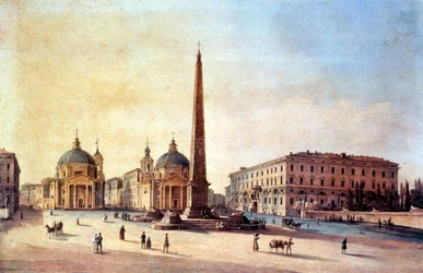 Folkets sted, Roma, Italia 1847, akvarell av Nikanor Grigoryevich Chernetsov (1805–1879). Russisk landskapsmaler.