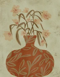 Terrakottavase med blomster