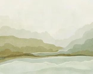Akvarell: Fjell og dal