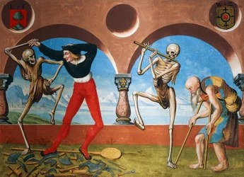 Døden, håndverker og tigger fra Dance of Death-syklusen av Albrecht Kauw