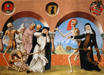 Døden, munkene og abbedissen fra Dance of Death-syklusen av Albrecht Kauw