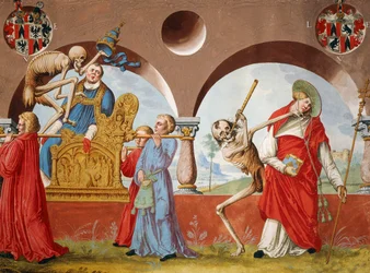Døden, paven og kardinalen fra Dance of Death-syklusen av Albrecht Kauw