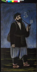Porter Soso par Pirosmani (Pirosmanashvili), Niko (1862-1918). Olje på voksduk, størrelse: 77x42
