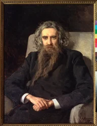 Portrait du philosophe et ecrivain Vladimir Solovyov (Soloviev, Solovev) (1853-1900) (Portrait of the Philosophe and Author Vladimir Solovyov) - Peinture de Nikolai Alexandrovich Yaroshenko (Yarochenko) (1846-1898), olje på lerret