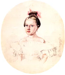 Portrett av Olga Annenkova, datter av Decembrist Iwan Annenkow, 1836