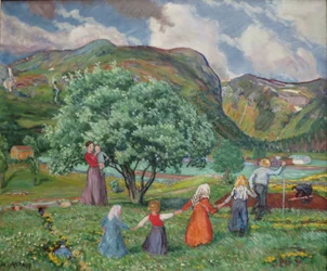 Norwegian Nynorsk:  Sommervind og lekende barn
Norwegian Bokmål:  Sommervind og lekende barn