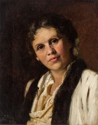Sofia Koovchinnikova, paintre russe - Portrett av Sofia Kuvshinnikova (1847-1907), av Bazhin, Nikolai Nikolaevich (1856-1917). Olje på lerret