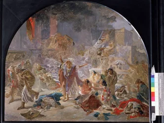 Ødeleggelsen av Jerusalems tempel. Maleri av Nikolai Nikolayevich Ge (Gay) (1831-1894), olje på lerret