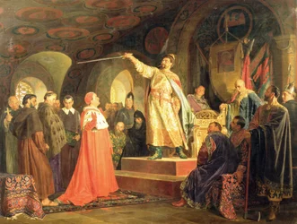 Prins Roman av Halych-Volhynia mottok ambassadørene til pave Innocent III, 1875