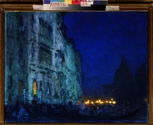 ""Venetiansk Nocturne"" Mondanite i de venetianske palassene på lagunen. Maleri av Nikolai Vasilyevich Dosekin (1863-1935) State Art Museum of Kazakh Republic, Almaty