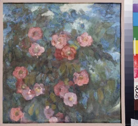 Blomsterbukett. Verk av Nikolai Nikolayevich Sapunov (Sapunov) (1880-1912), tempera på papp, rundt 1910. Russisk kunst, 20. århundre, art nouveau. Statens friluftsmuseum Rostov, Moskva.