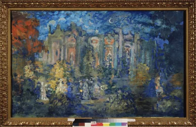 Natt fest. Verk av Nikolai Nikolayevich Sapunov (Sapunov) (1880-1912), tempera på papp, rundt 1900. Russisk kunst, 20. århundre, symbolikk. Statens A. Radishchev kunstmuseum, Saratov (Russland).
