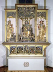 Gruppe treskulpturer fra Isenheim-altertavlen, ca. 1490