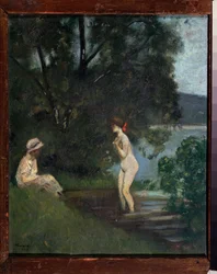 A Bather (A Bather) - Maleri av Nikolai Vladimirovich Sinezubov (Nicolas Sinezouboff) (1891-1956), olje på lerret