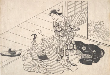 Lady avbryter hennes elsker, som spiller Shamisen.