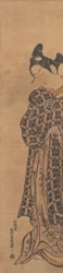 Skuespilleren Sanogawa Ichimatsu som en ung mann som holder et brettet brev, ca. 1765.