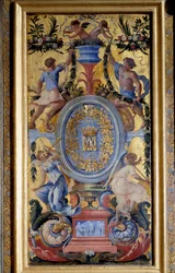 Dekorativt panel av skapet til Marechale de La Meilleraye realisert av Noel Quillerier (1594-1669)