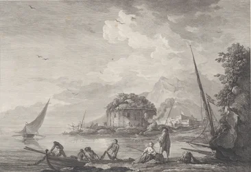Utsikt over restene av Venus-tempelet på Isle of Nisida nær Pouzzol på G..., 1761.