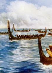 Hodejegere legger ut på et raid, 1908