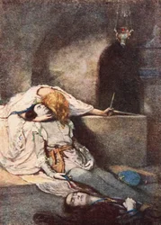 Romeo og Julie, akt V scene 3, illustrasjon fra ’Fortellinger fra Shakespeare’ av Charles og Mary Lamb