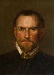 Portrett av en ukjent skjeggete mann, ca. 1501-99 (Olje og papir lagt ned på panel)