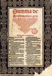 "Summary Arithmetic" av Luca Pacioli