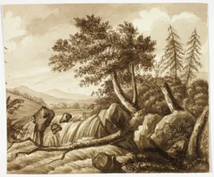 Foss i steinete landskap