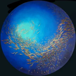 Glassfisk 3, 2012 (akryl på lin i tulipanramme)