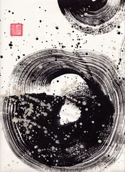 Circle Ink Abstraction 1, 2015 (blekk og farge på Xuan-papir)