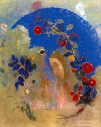 Profil under en bue - Odilon Redon (1840-1916). Pastell på papir, ca. 1905. Mål: 67,6 x 53,8 cm. Privat samling