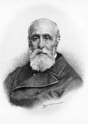 Portrett av Giovanni Ruffini (1807-1881), italiensk poet og patriot, litografi etter tegning av Odoardo Borrani (1833-1905)