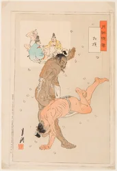 Sumobrytere kjemper. Trykk av Ogata Gekko (1859-1920)