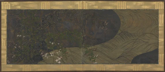Rennende vann, høstgress og blomster, Edo-perioden, slutten av 1600-begynnelsen av 1700-tallet.