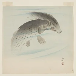 Karpe (Koi) (farget treblokktrykk)