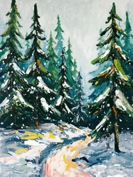 Snødekt skogssti