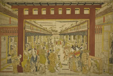 Nakanocho i Yoshiwara (håndkolorert tresnitt)