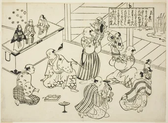 The Dressing Room of a Puppet Theatre, innholdsfortegnelsen fra serien "Famous Scenes from Japanese Puppet Plays (Yamato irotake)"