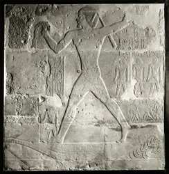 Adelsmann på jakt på Nilen, 2600–2500 f.Kr. (kalkstein)