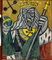King of clubs - Maleri av Olga Vladimirovna Rozanova (1886-1918), olje på lerret (80,5x68 cm)