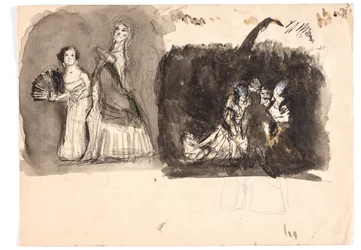 Karnevalsscene samt studie til "Diogenes" (?)