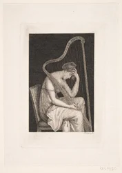 En kvinne med en harpe