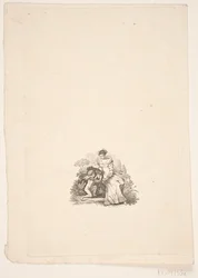 Sittende dame og amor