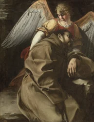 Sankt Frans støttet av en engel, ca. 1607 (olje på lerret)