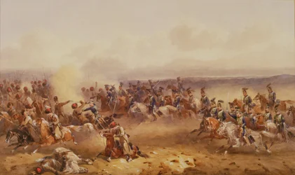 En skvadron av 10. husarer beseirer russerne ved Tsjernaya, 16. august 1855, ca. 1890