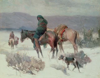 Winter Hunt (olje på lerret)