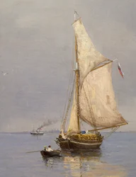 Sommerdag utenfor havnen av Oscar Kleineh (1846-1919), Finland