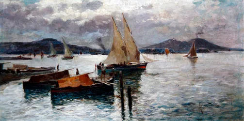 The Bay of Naples, ca. 1900 (olje om bord)